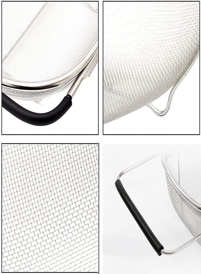 LOXBEE Fine Mesh Strainer Small Baskets Kitchen Colander for Strain, Drain, Rinse Vegetables, Fruits Oval Colander with Expandable Rubber Grip Handles for Washing Rice Grains Food Pasta [ Silver ] - Image 3